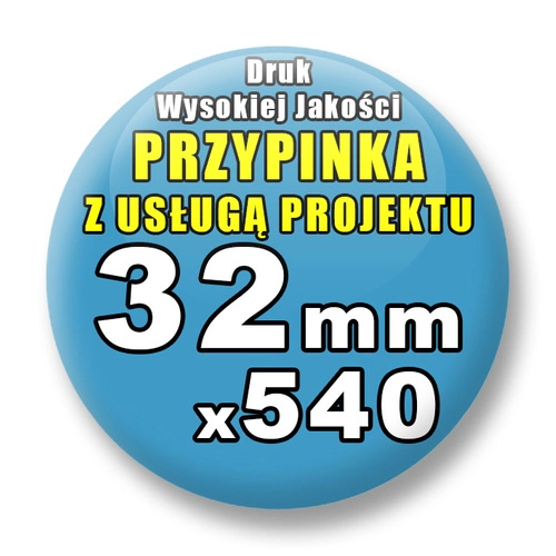 Przypinki 540 szt. / Buttony Badziki Na Zamówienie / Twój Wzór Logo Foto Projekt / 32 mm.