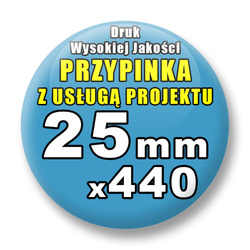 Przypinki 440 szt. / Buttony Badziki Na Zamówienie / Twój Wzór Logo Foto Projekt / 25 mm.