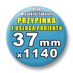 Przypinki 1140 szt. / Buttony Badziki Na Zamówienie / Twój Wzór Logo Foto Projekt / 37 mm.